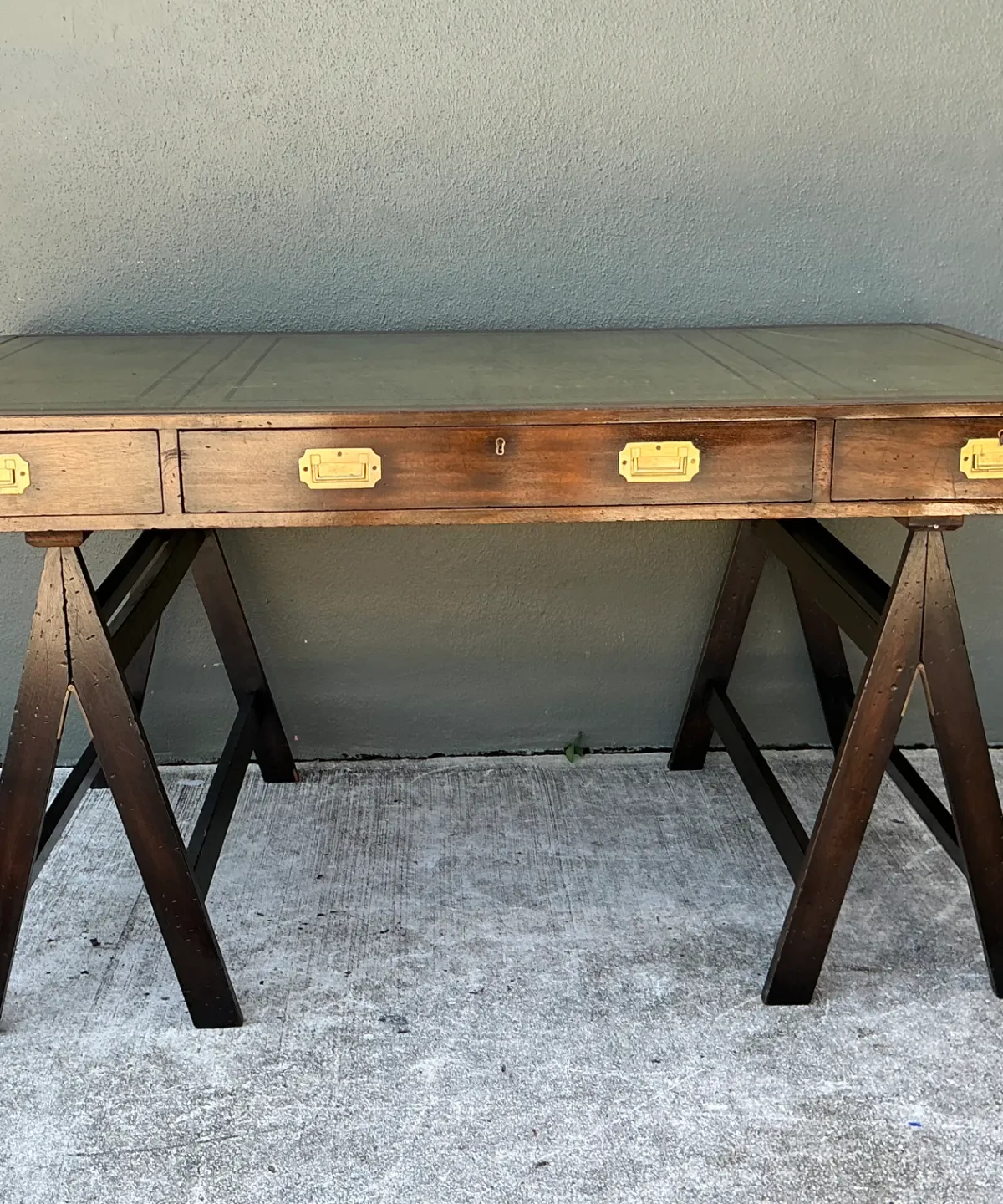 Vintage Wood and Leather Campaign Desk — additional photo 6