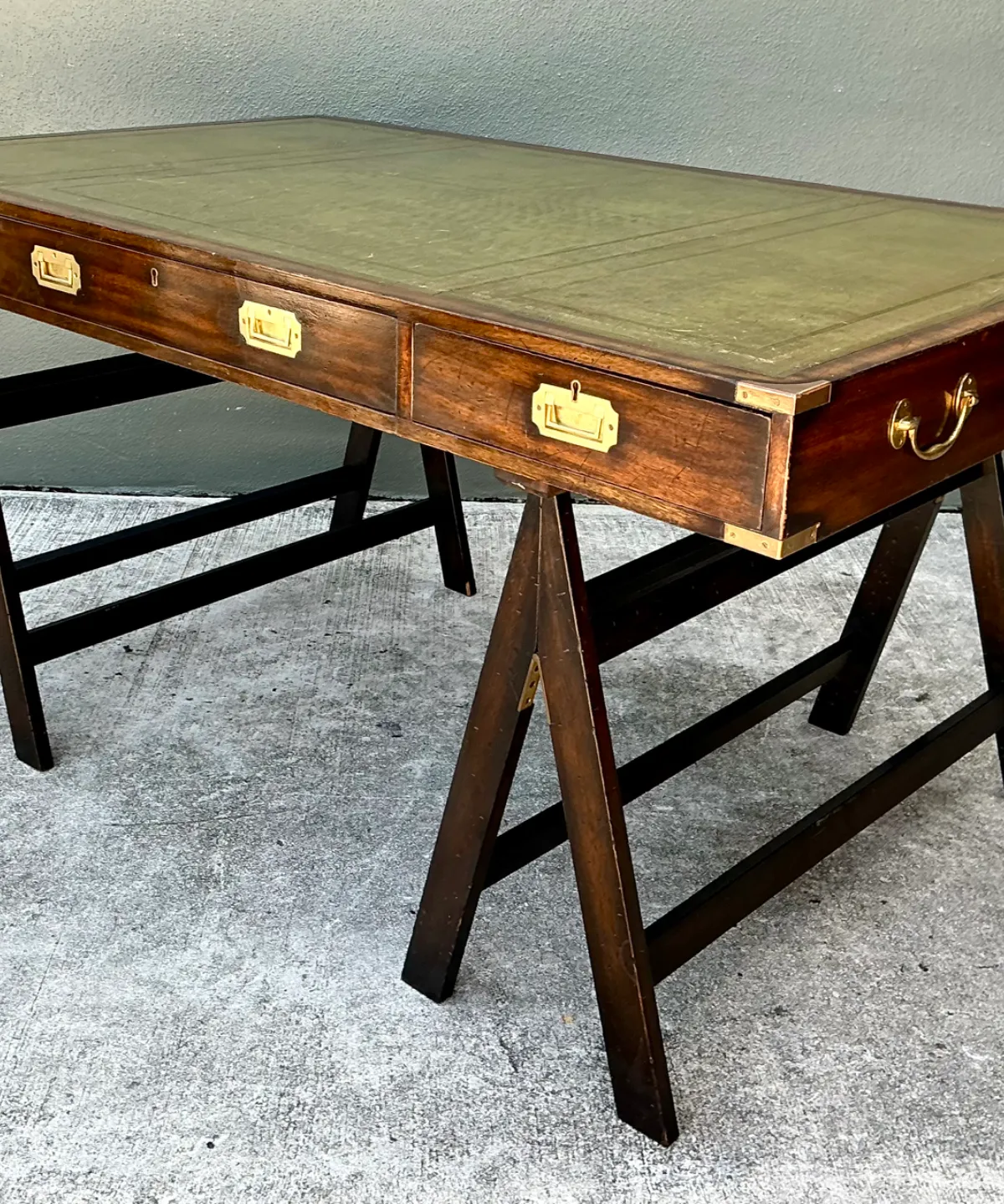 Vintage Wood and Leather Campaign Desk — additional photo 4