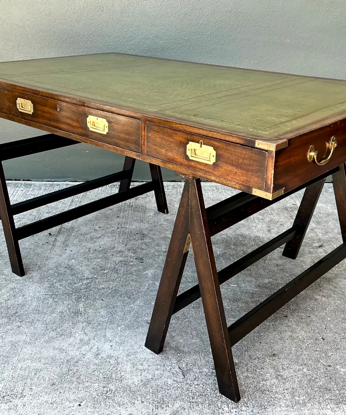 Vintage Wood and Leather Campaign Desk — additional photo 2