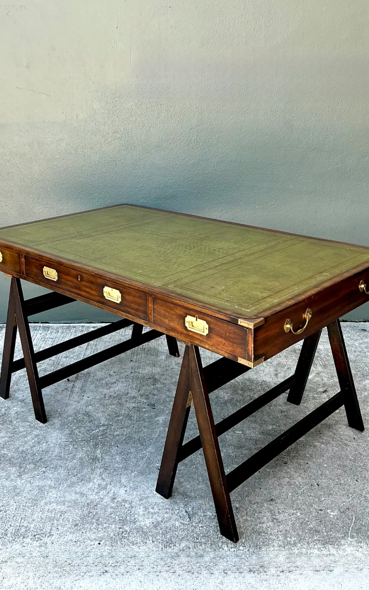 Vintage Wood and Leather Campaign Desk — additional photo 8