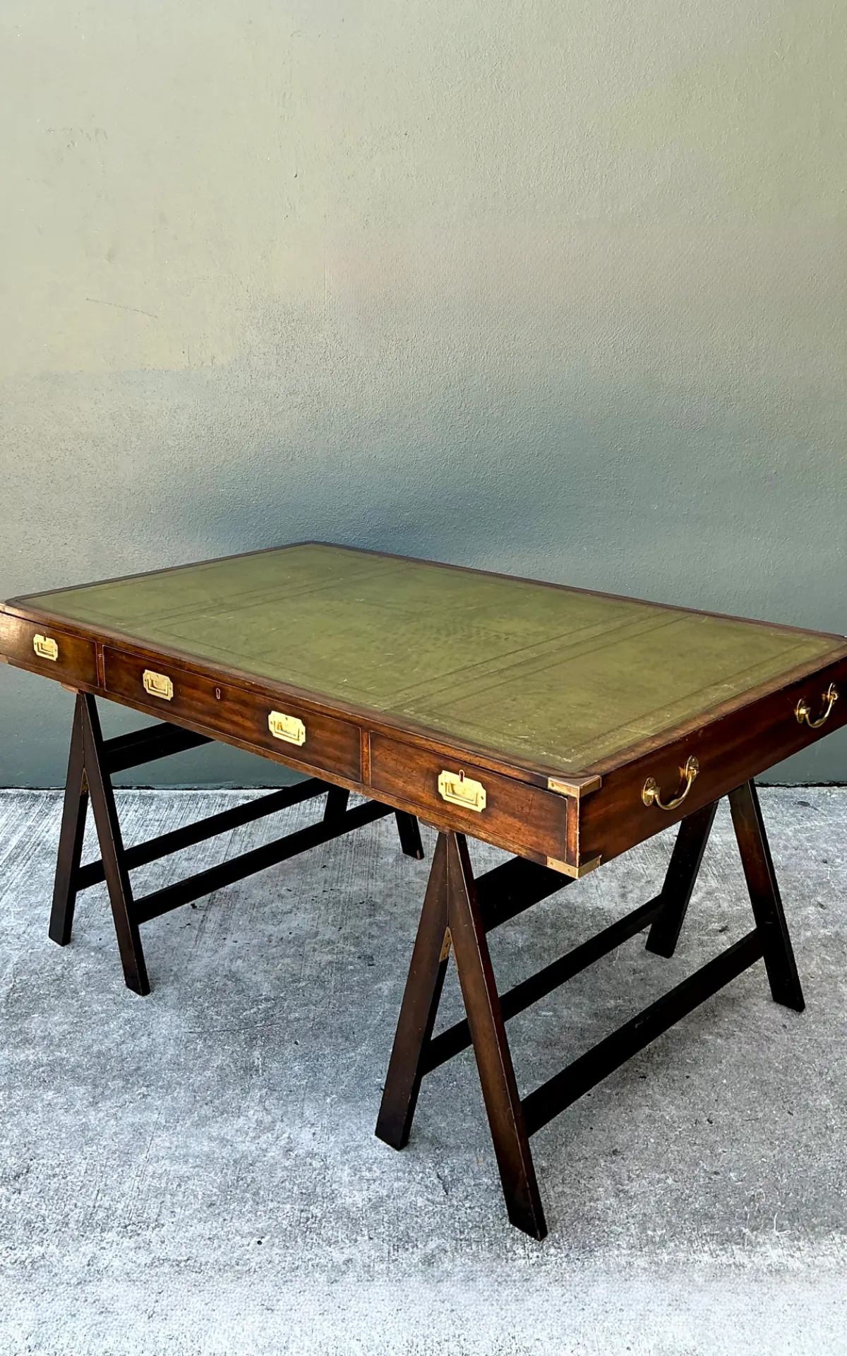 Vintage Wood and Leather Campaign Desk — additional photo 5