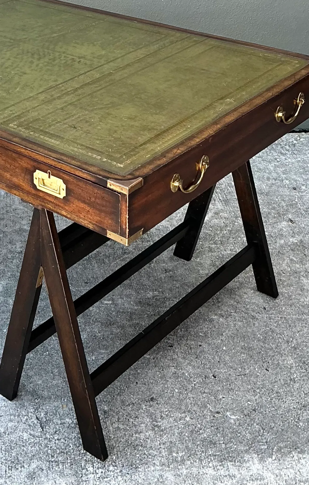 Vintage Wood and Leather Campaign Desk — additional photo 3