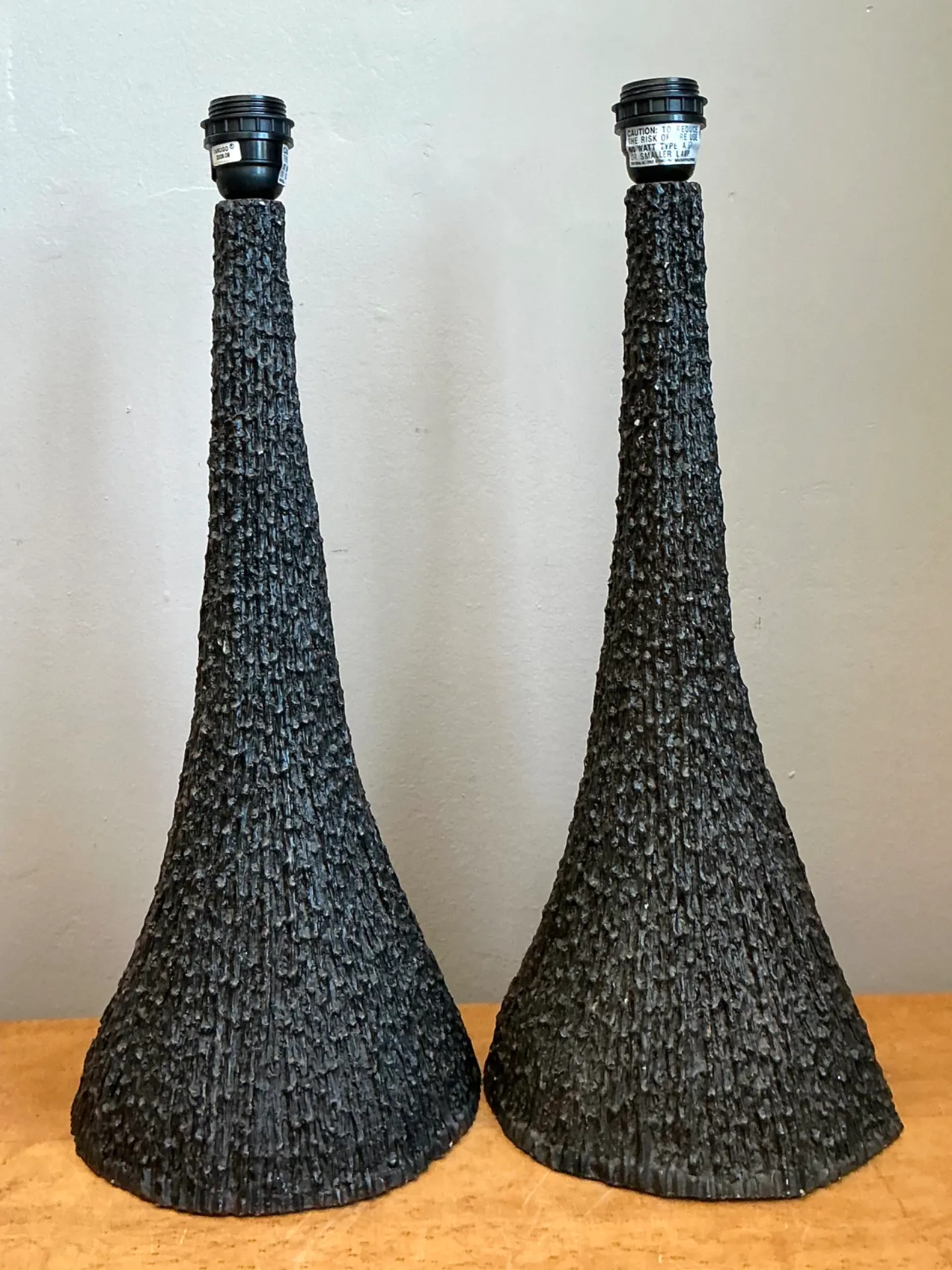 Vintage Textured Resin Table Lamps - Pair — additional photo 2