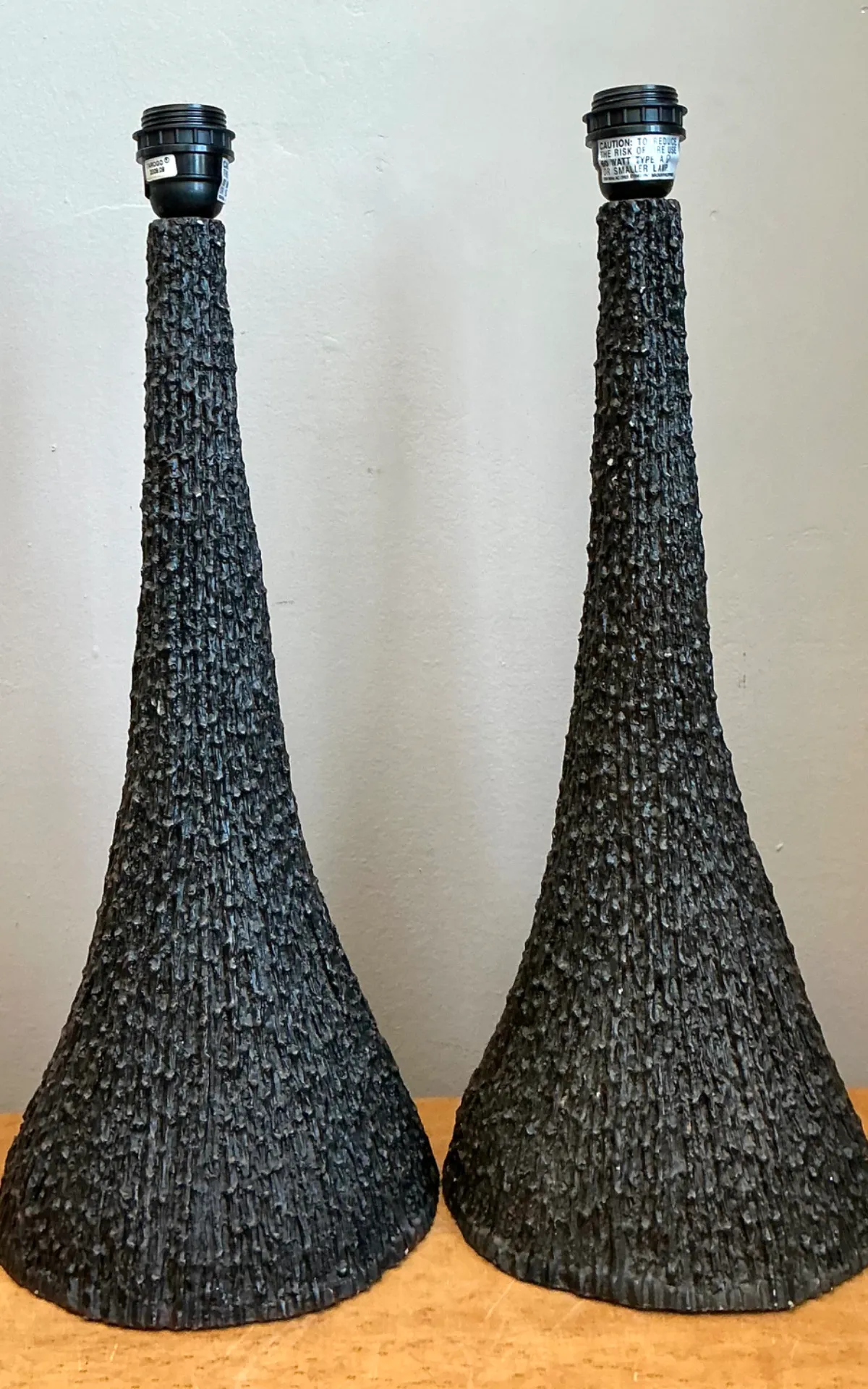 Vintage Textured Resin Table Lamps - Pair — additional photo 2