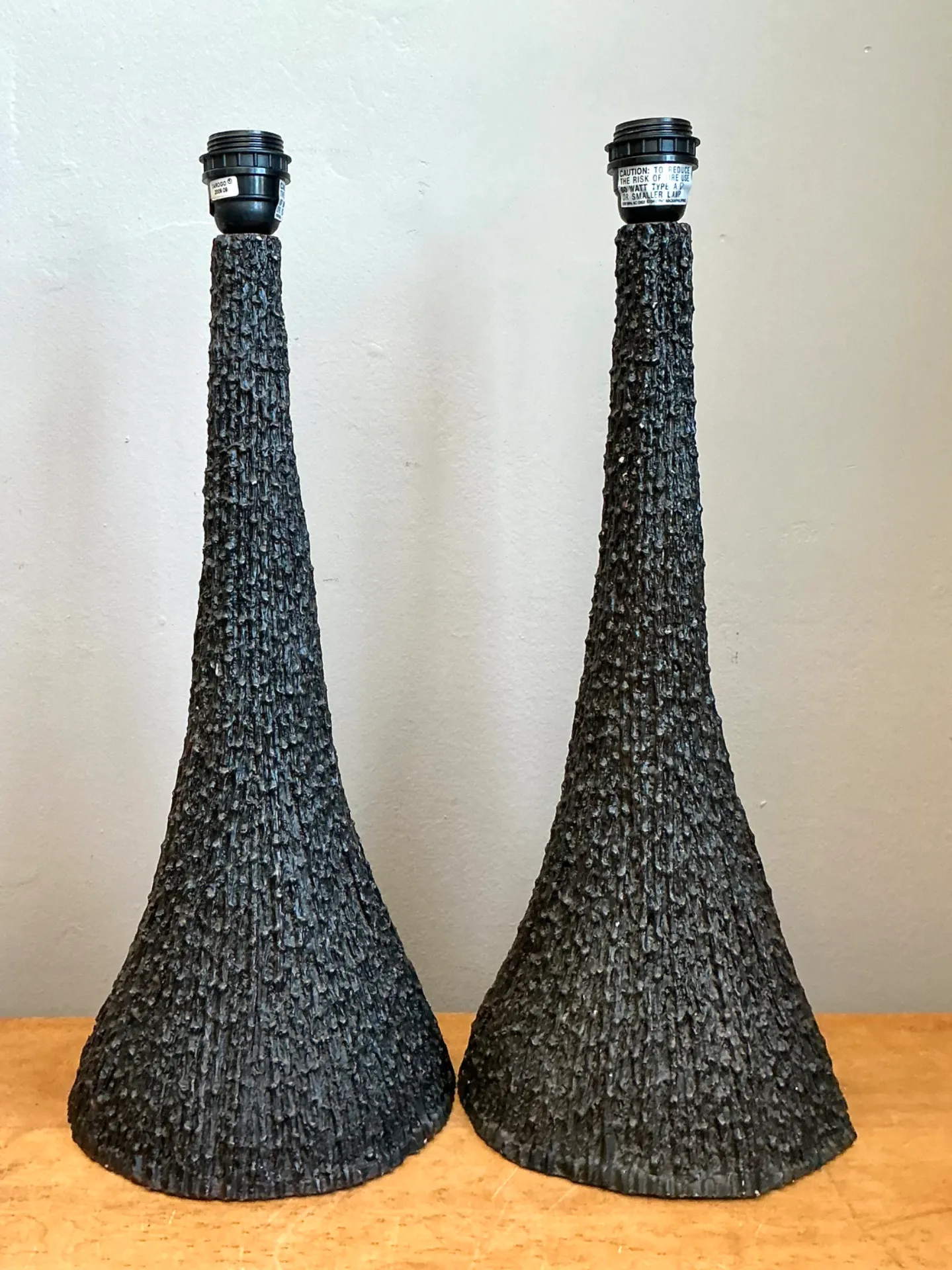 Vintage Textured Resin Table Lamps - Pair — additional photo 1