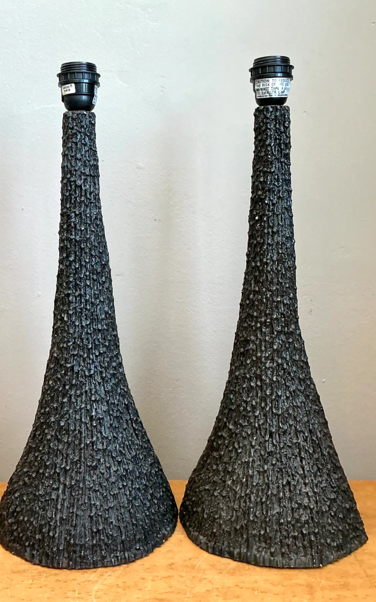 Vintage Textured Resin Table Lamps - Pair