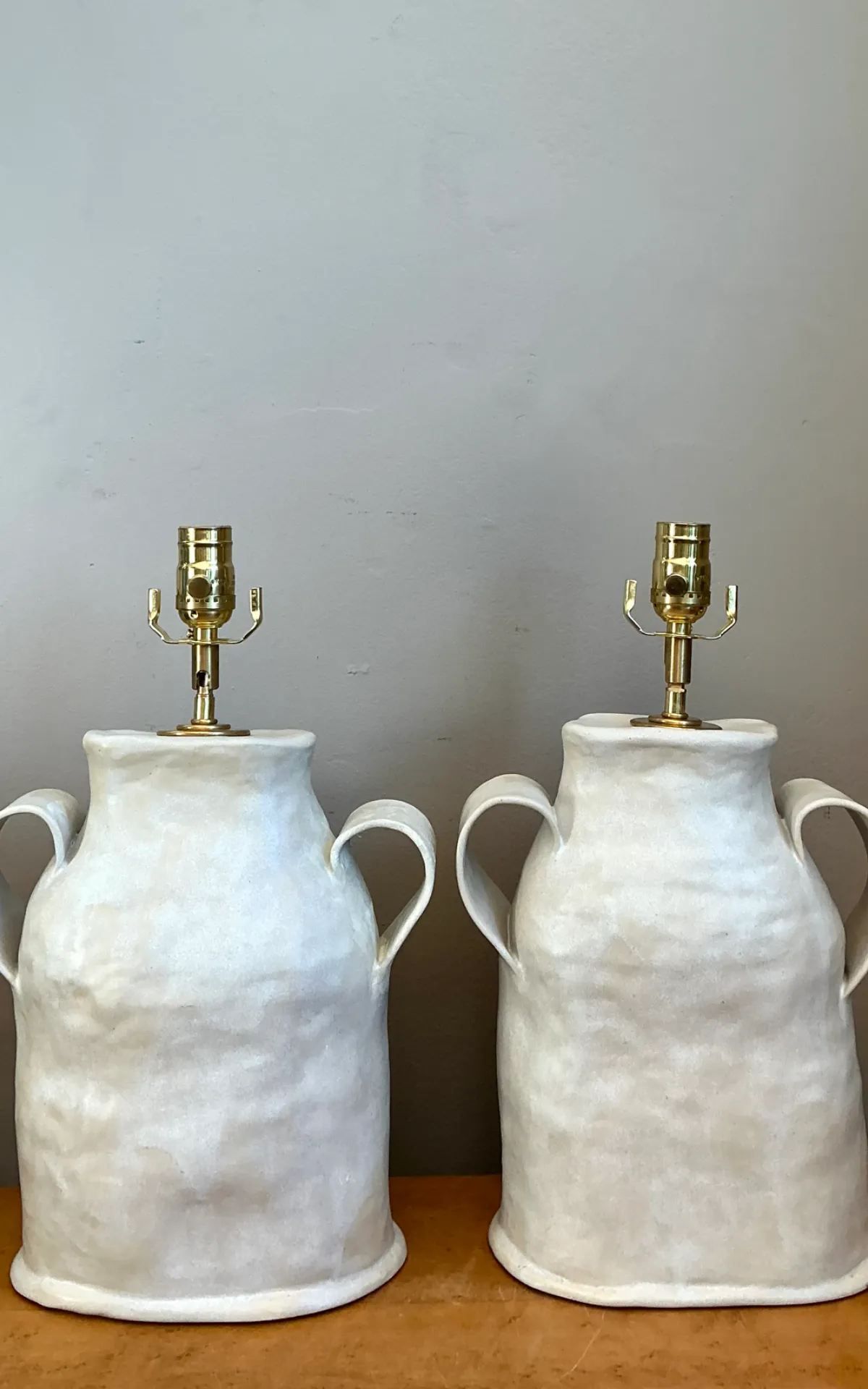 Vintage Biomorphic Double Handled Studio Pottery Lamps — additional photo 4