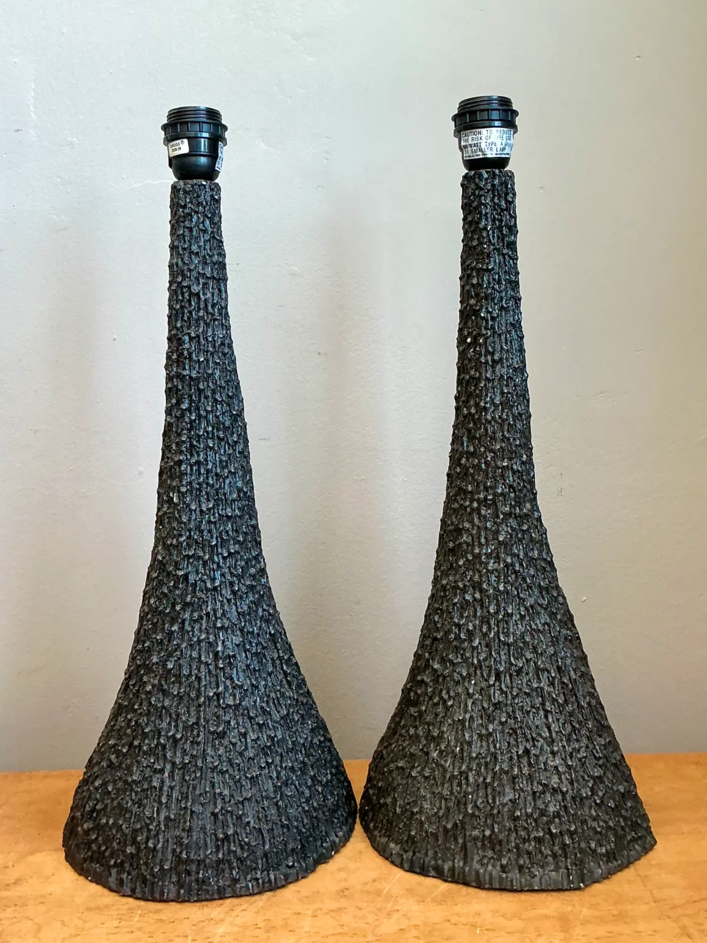 Vintage Textured Resin Table Lamps - Pair — additional photo 6
