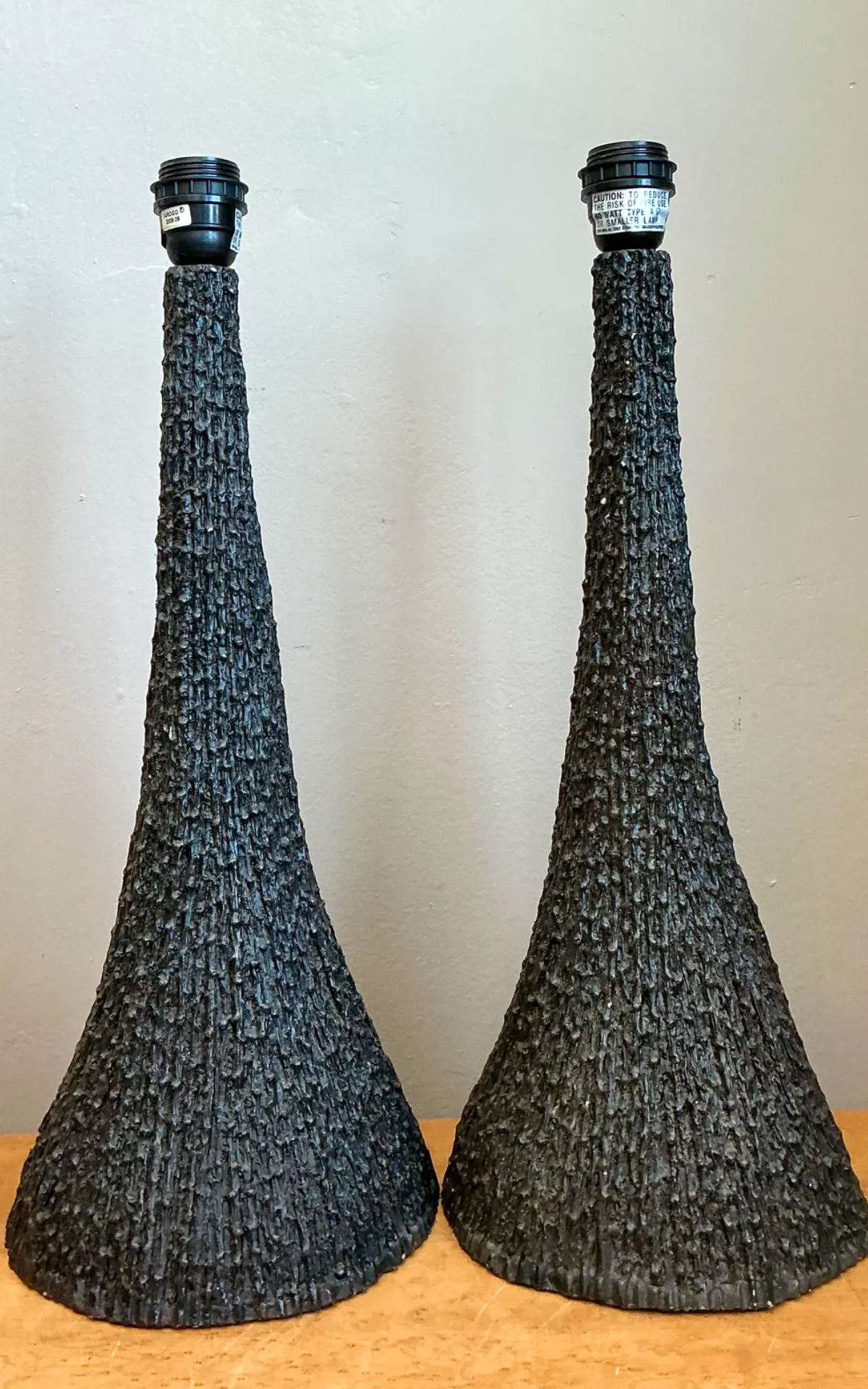 Vintage Textured Resin Table Lamps - Pair — additional photo 6