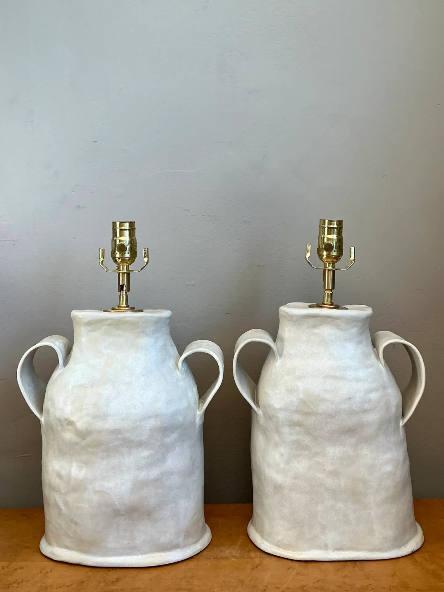 Vintage Biomorphic Double Handled Studio Pottery Lamps — additional photo 6