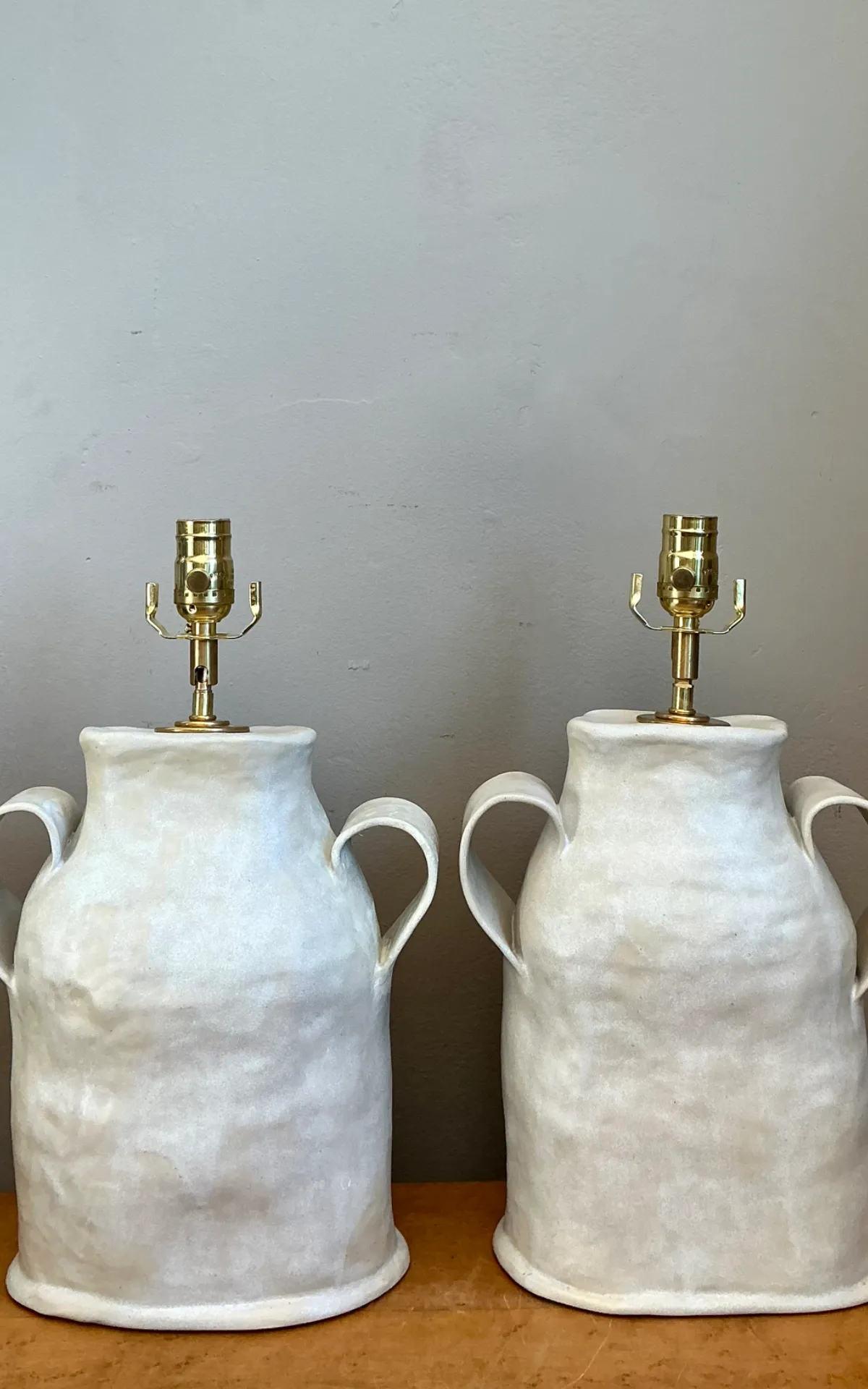 Vintage Biomorphic Double Handled Studio Pottery Lamps — additional photo 6
