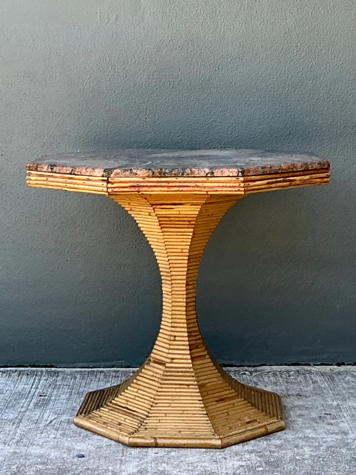Vintage Sculptural Pencil Reed and Stone Table — additional photo 2