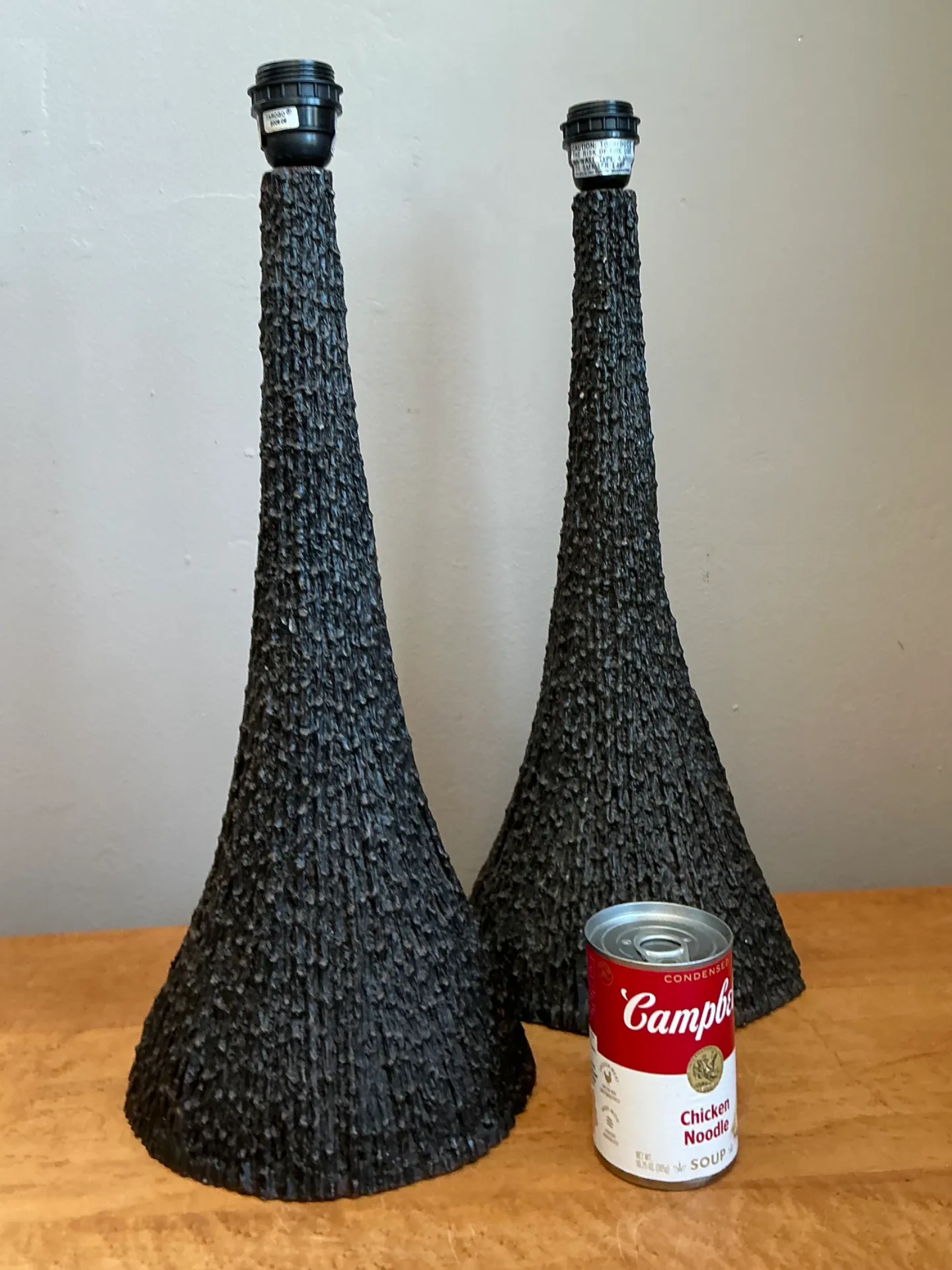Vintage Textured Resin Table Lamps - Pair — additional photo 3