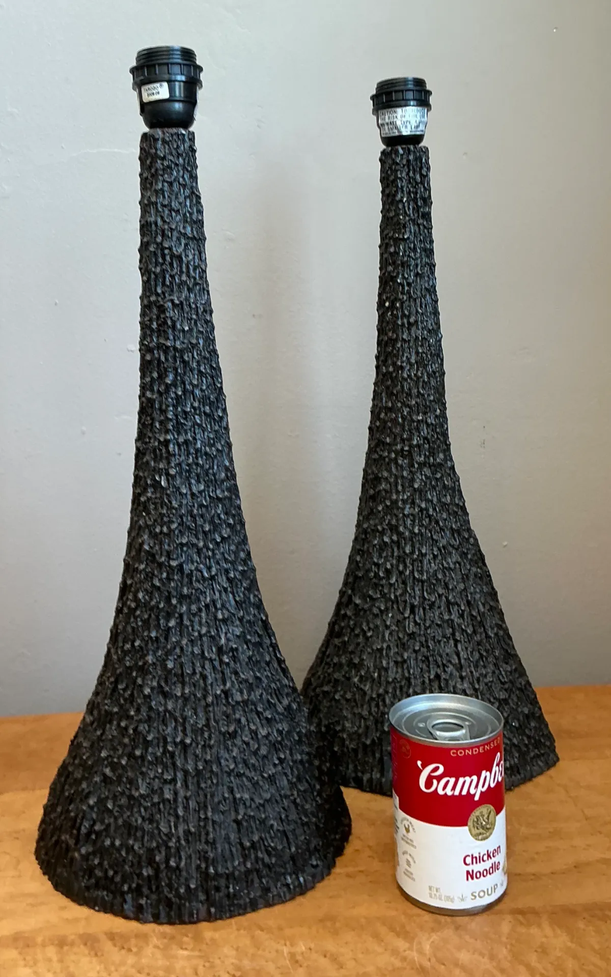 Vintage Textured Resin Table Lamps - Pair — additional photo 3