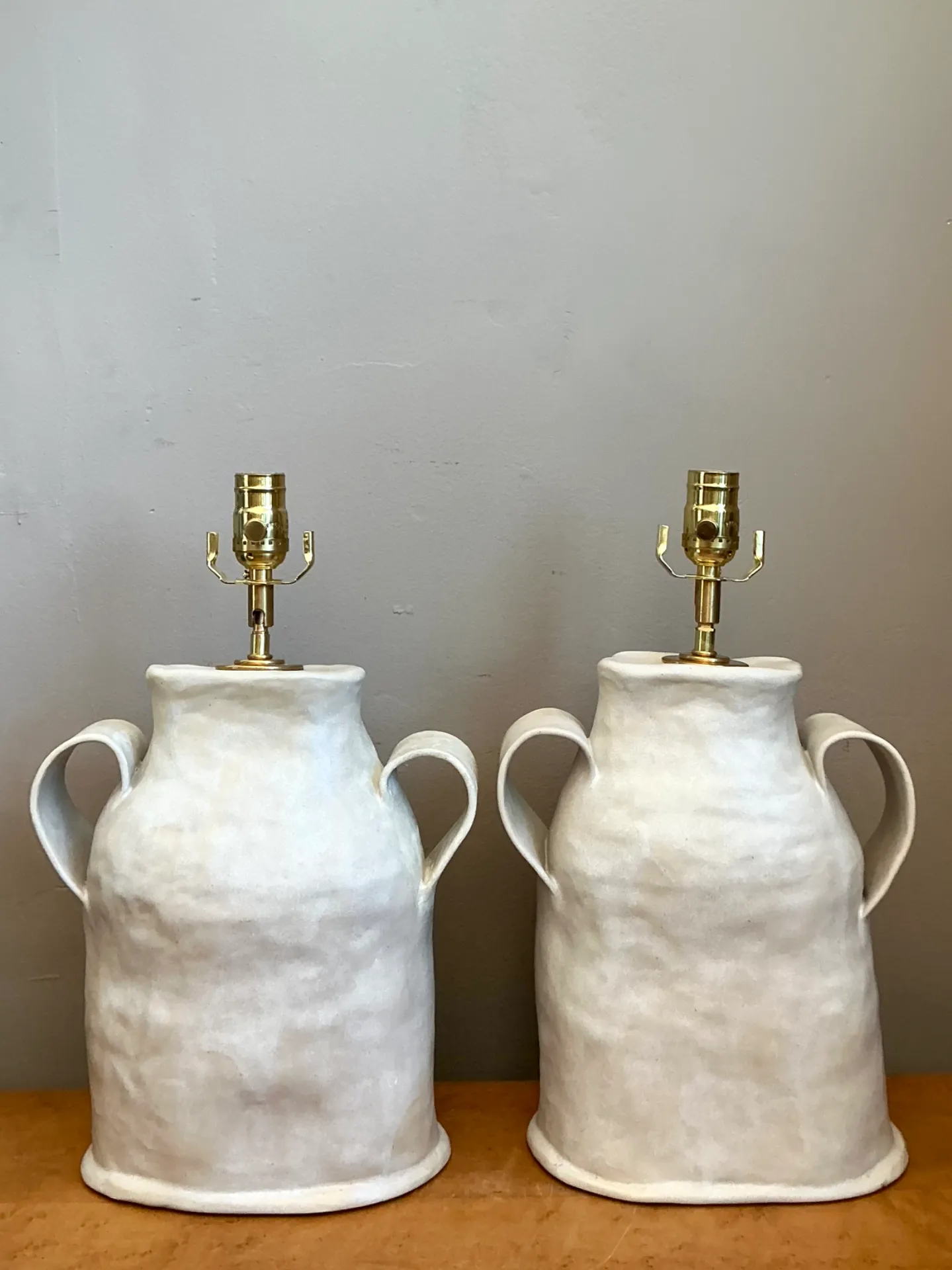 Vintage Biomorphic Double Handled Studio Pottery Lamps — additional photo 8