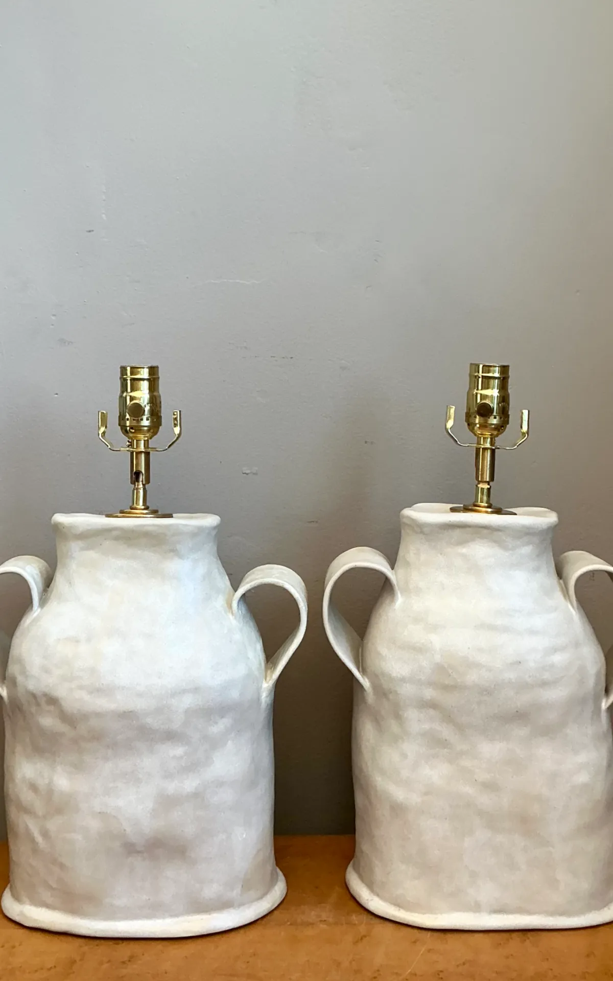 Vintage Biomorphic Double Handled Studio Pottery Lamps — additional photo 8