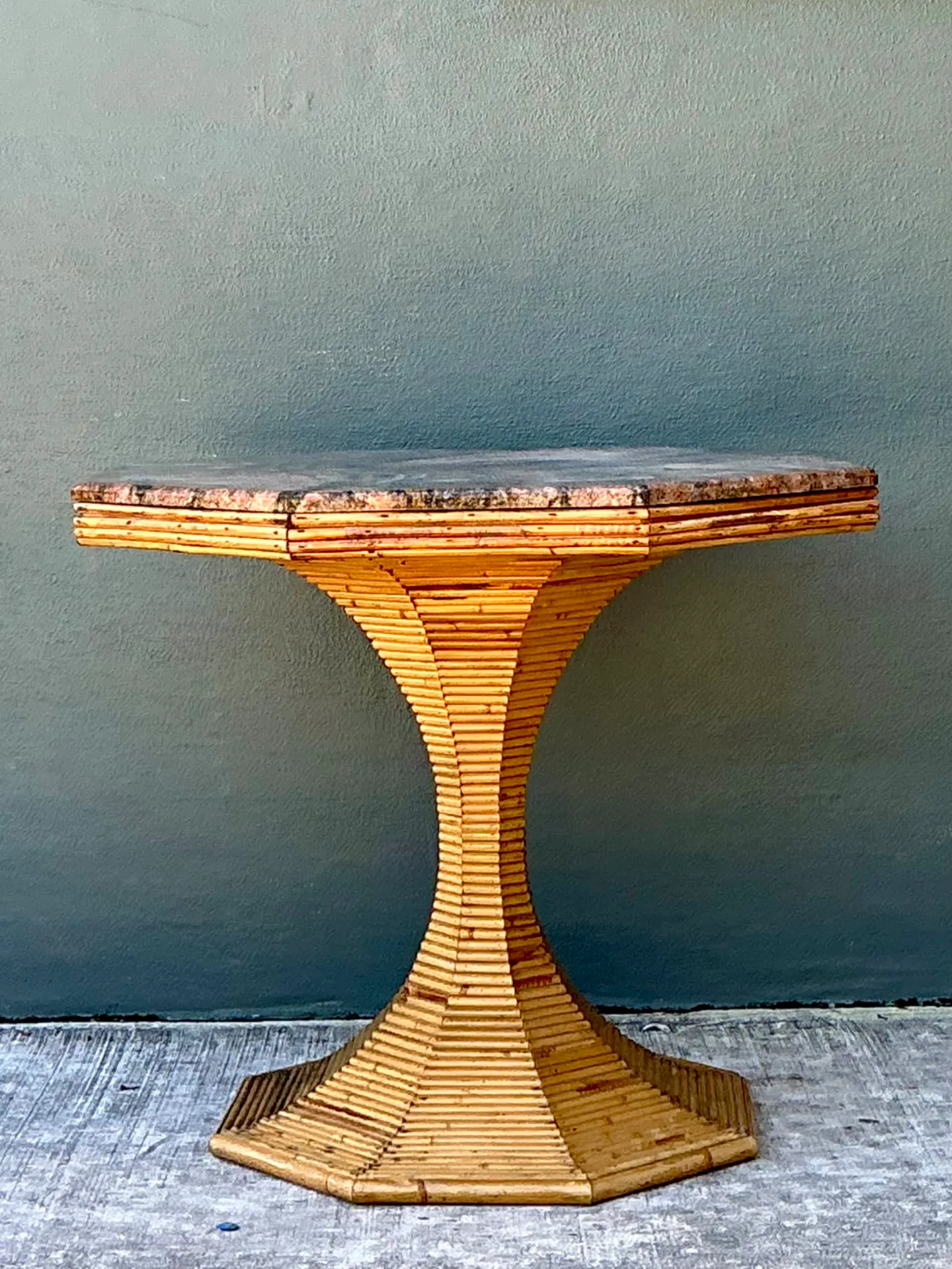 Vintage Sculptural Pencil Reed and Stone Table — additional photo 4