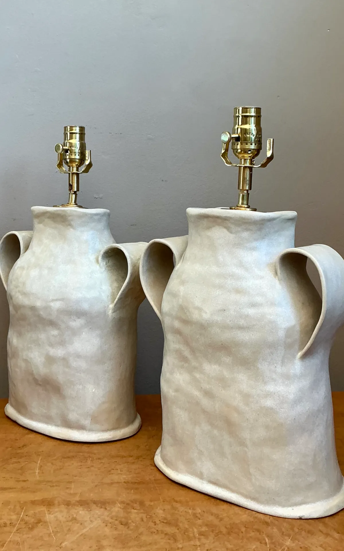 Vintage Biomorphic Double Handled Studio Pottery Lamps — additional photo 5