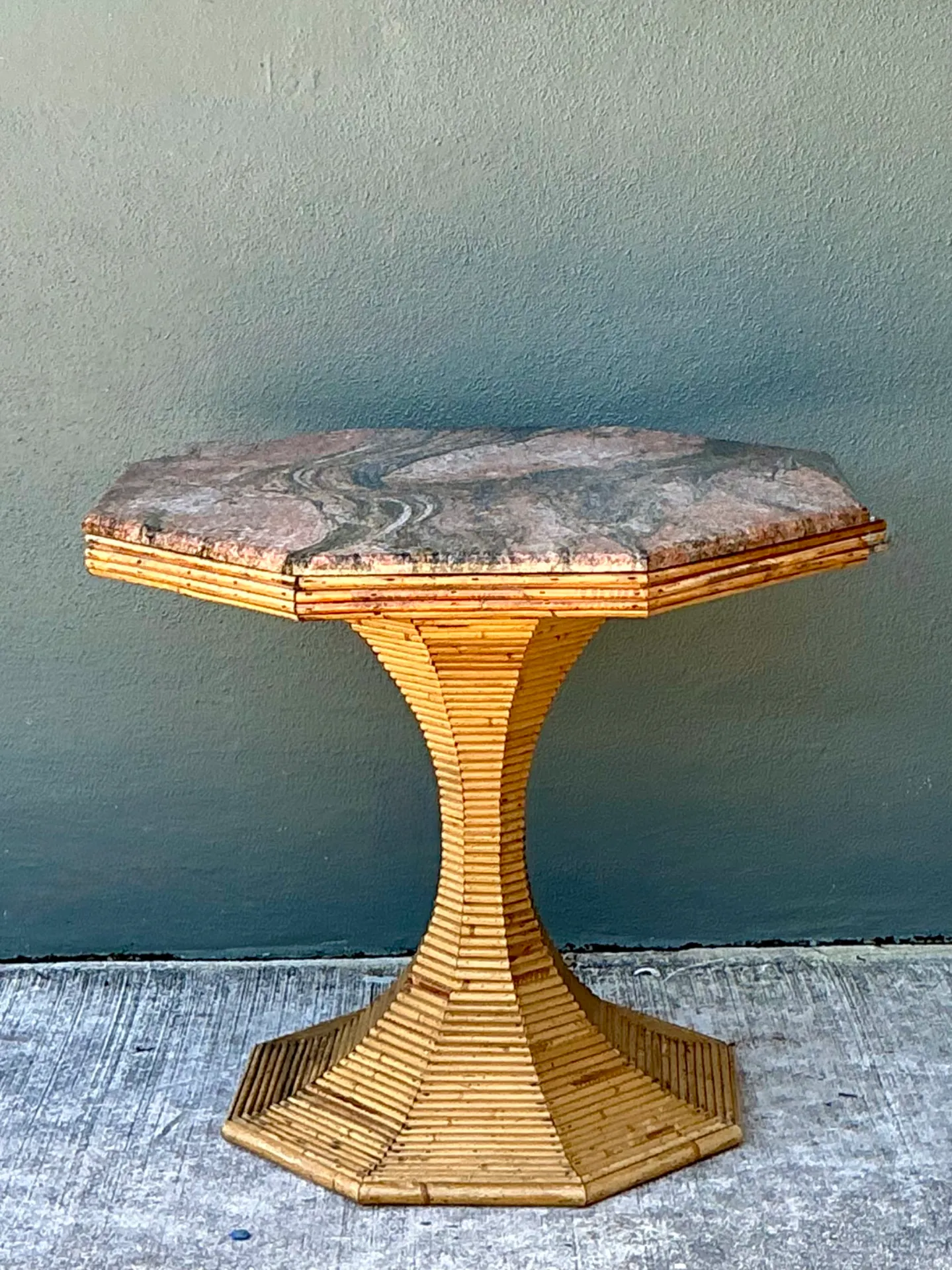 Vintage Sculptural Pencil Reed and Stone Table — additional photo 6