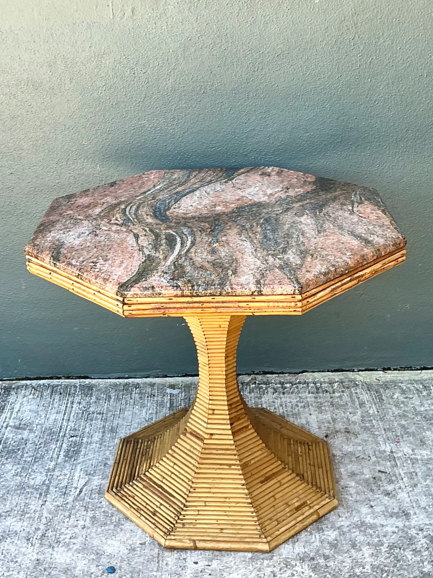 Vintage Sculptural Pencil Reed and Stone Table — additional photo 8