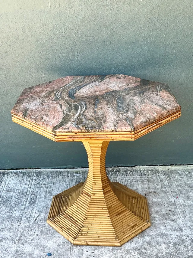 Vintage Sculptural Pencil Reed and Stone Table — additional photo 8