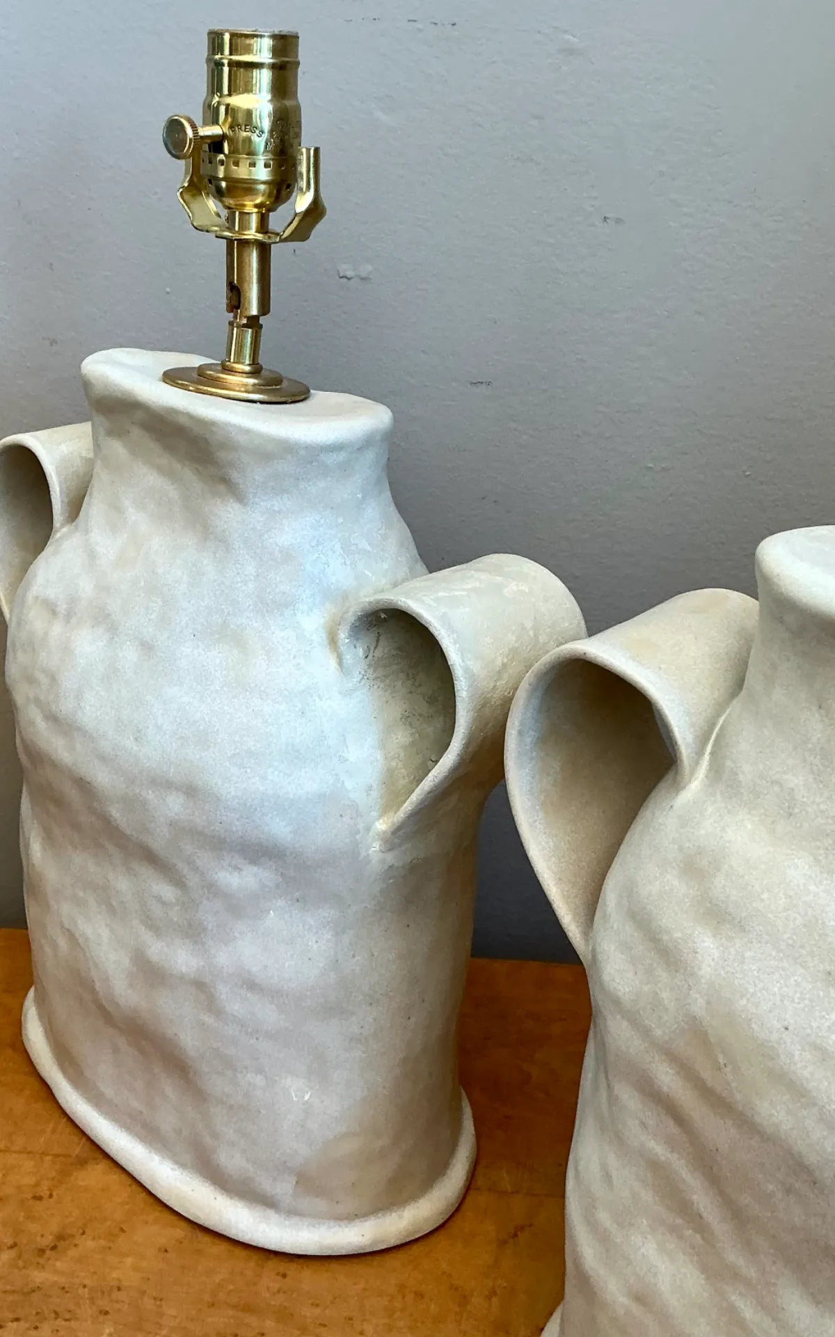 Vintage Biomorphic Double Handled Studio Pottery Lamps — additional photo 2