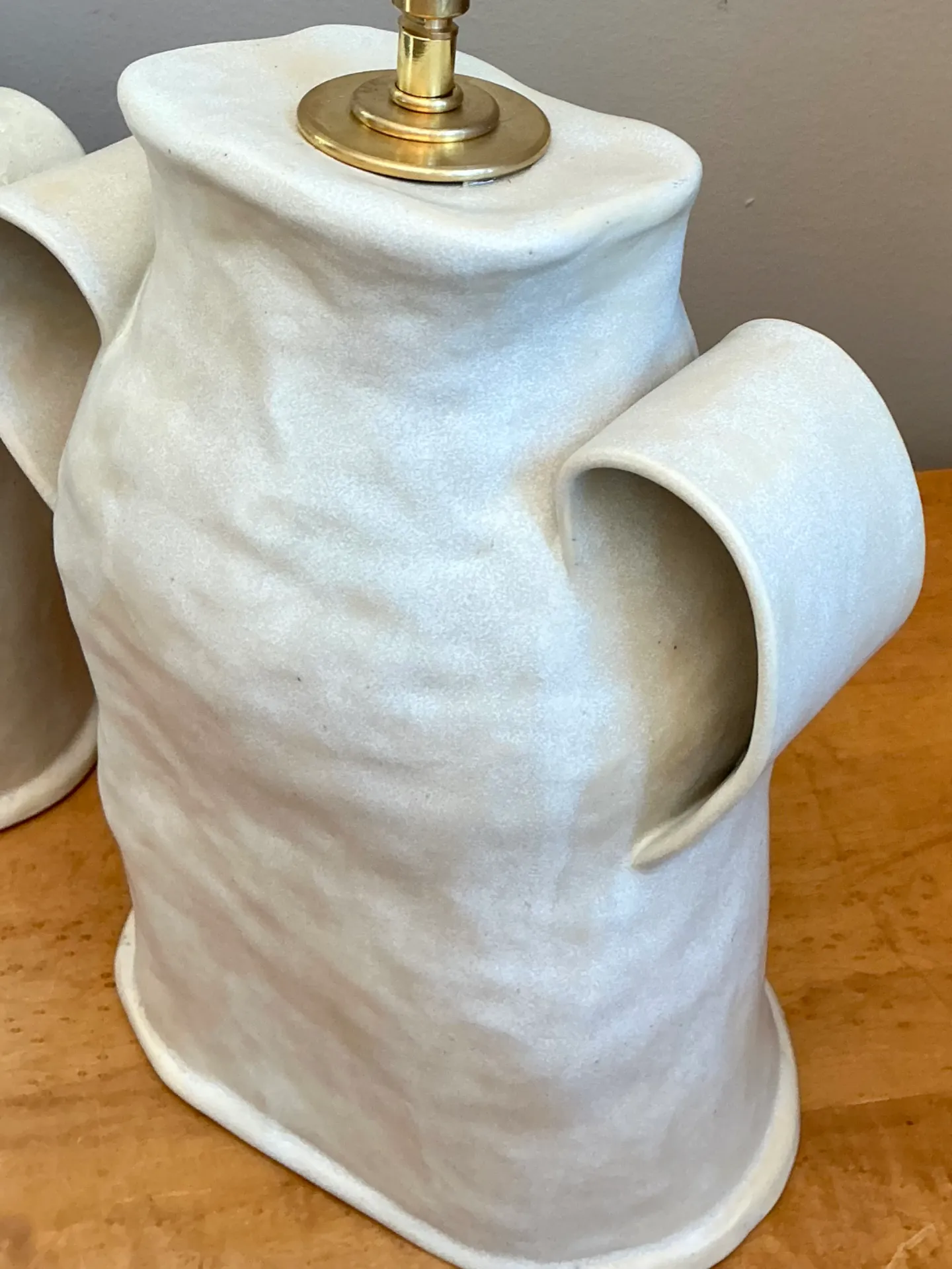 Vintage Biomorphic Double Handled Studio Pottery Lamps — additional photo 1