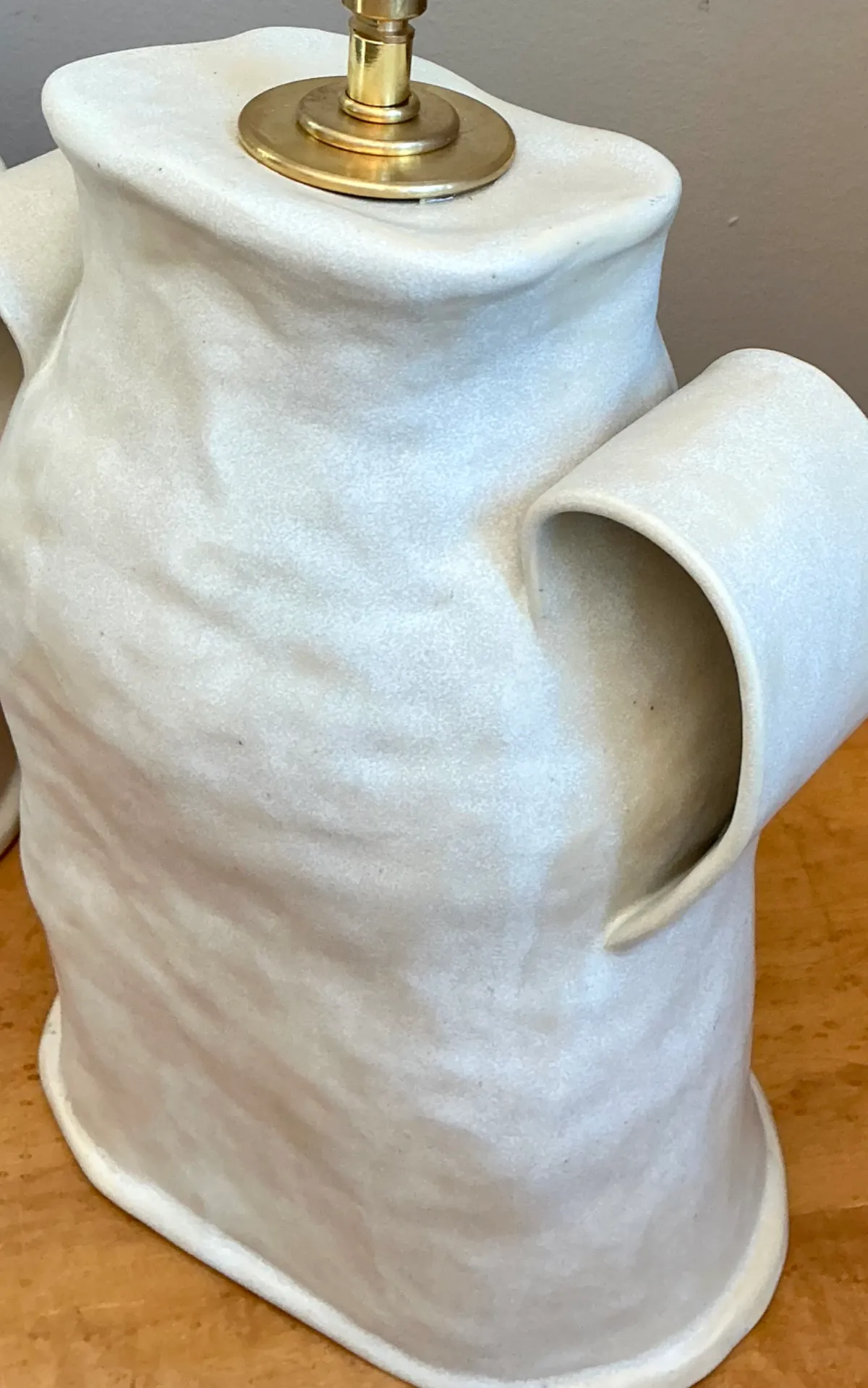 Vintage Biomorphic Double Handled Studio Pottery Lamps