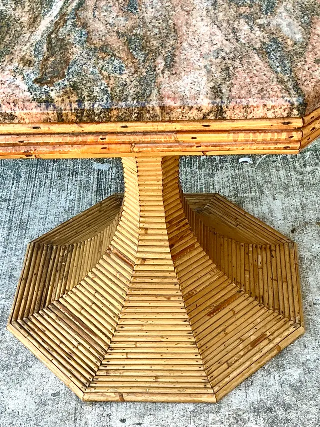 Vintage Sculptural Pencil Reed and Stone Table — additional photo 5