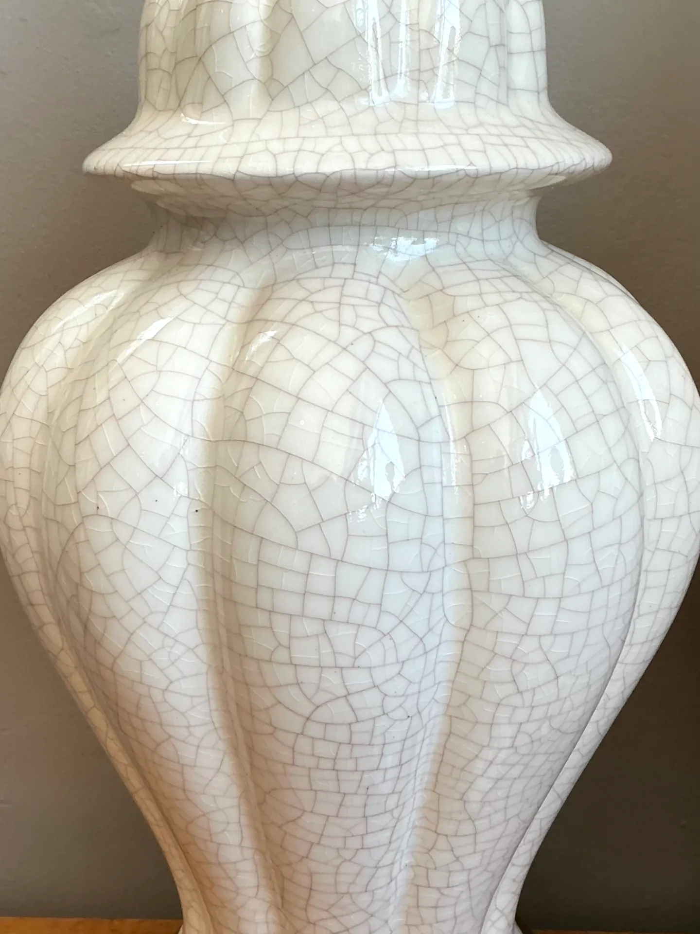 Vintage Crackle Glaze Ceramic Table Lamps - Pair — additional photo 5