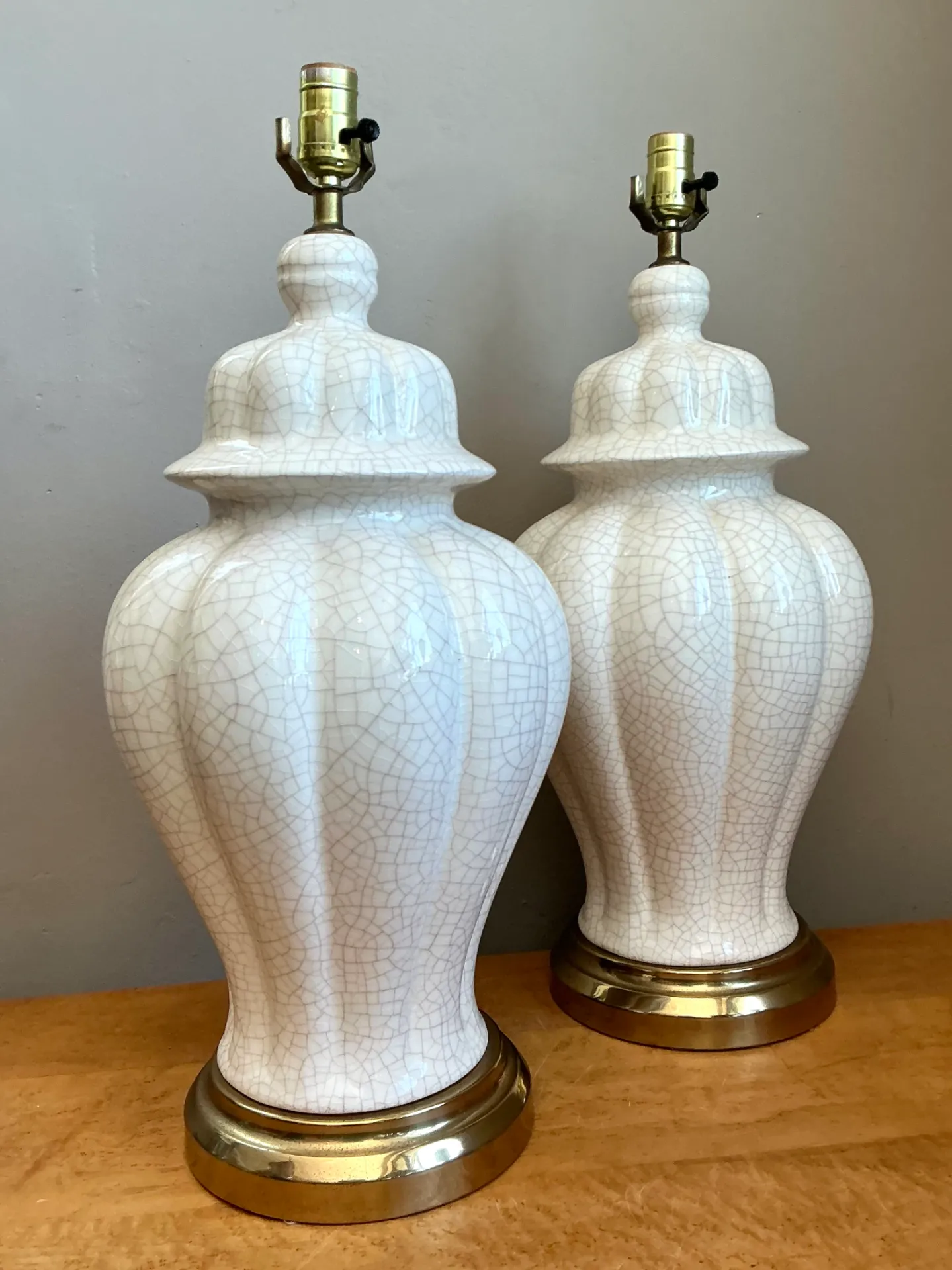 Vintage Crackle Glaze Ceramic Table Lamps - Pair — additional photo 8