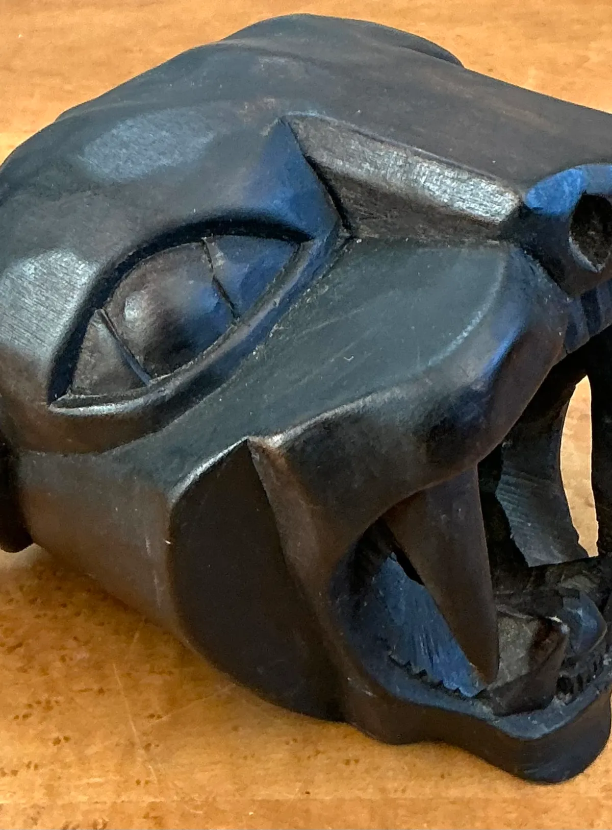 Vintage Hand-Carved Wooden Panther Head — additional photo 7