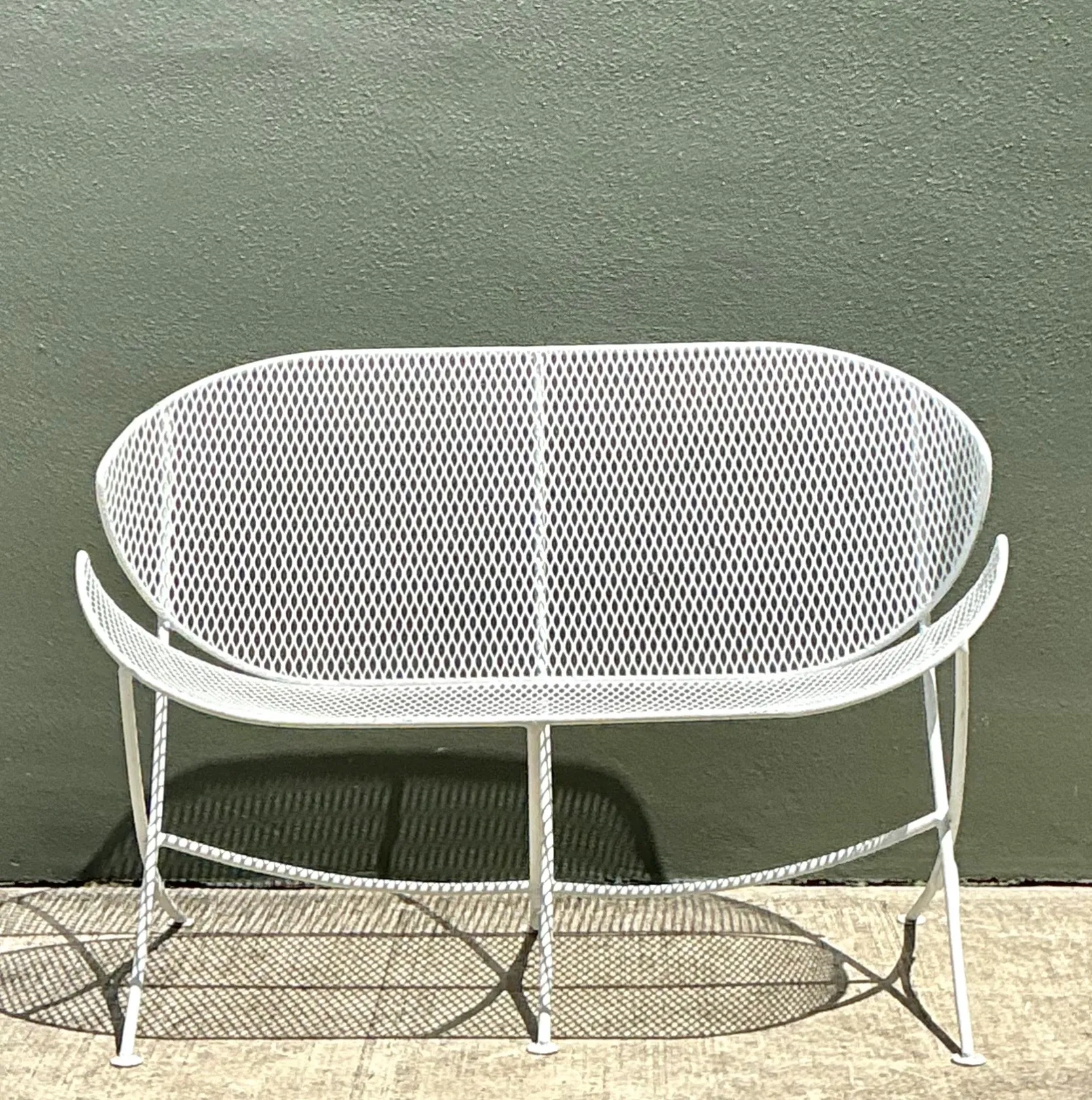 Mid-Century Modern Salterini “Orange Slice” Metal Mesh Bench — additional photo 5