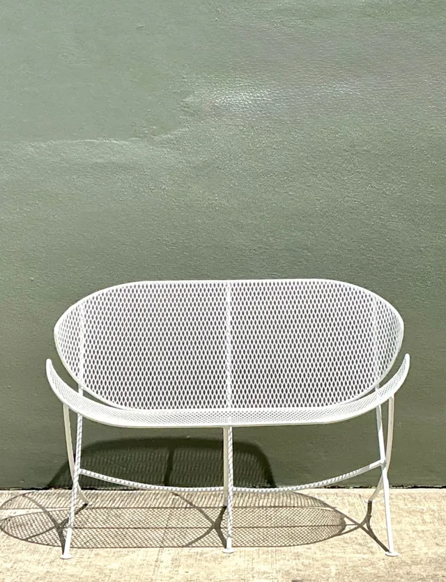 Mid-Century Modern Salterini “Orange Slice” Metal Mesh Bench — additional photo 3