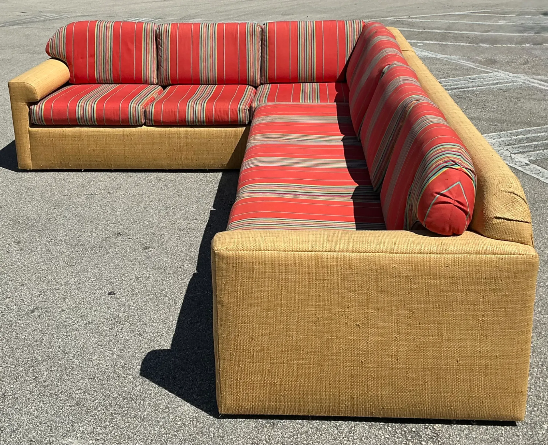 Vintage Fabric and Seagrass Sectional Sofa — additional photo 2