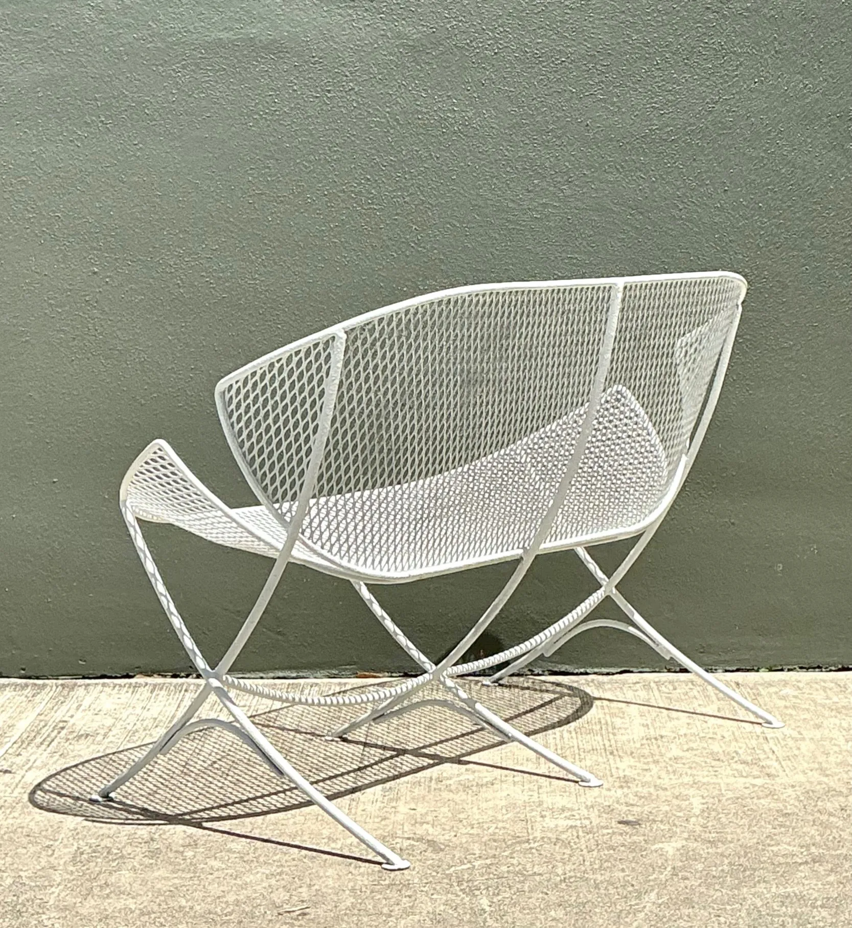 Mid-Century Modern Salterini “Orange Slice” Metal Mesh Bench — additional photo 6