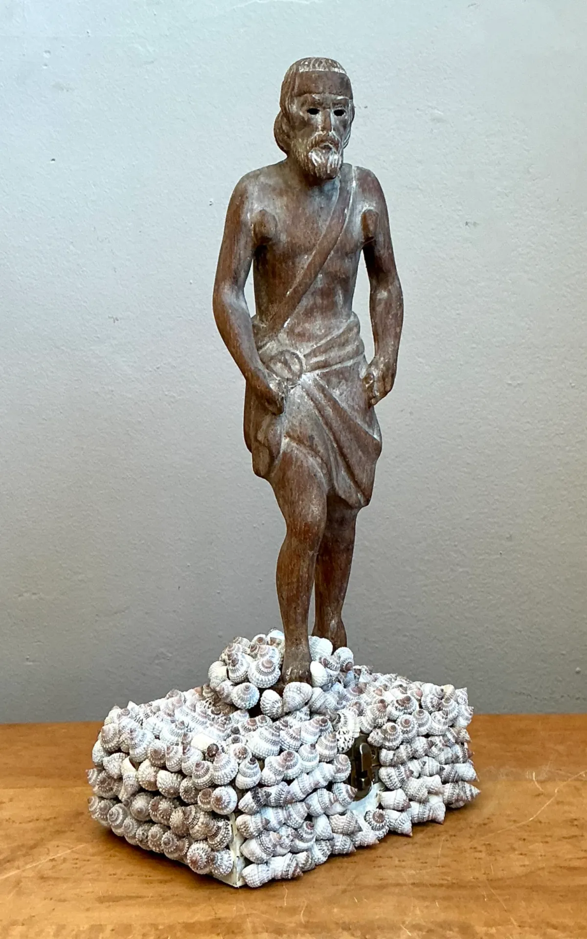 Vintage Wood and Shell Greek Figure Box