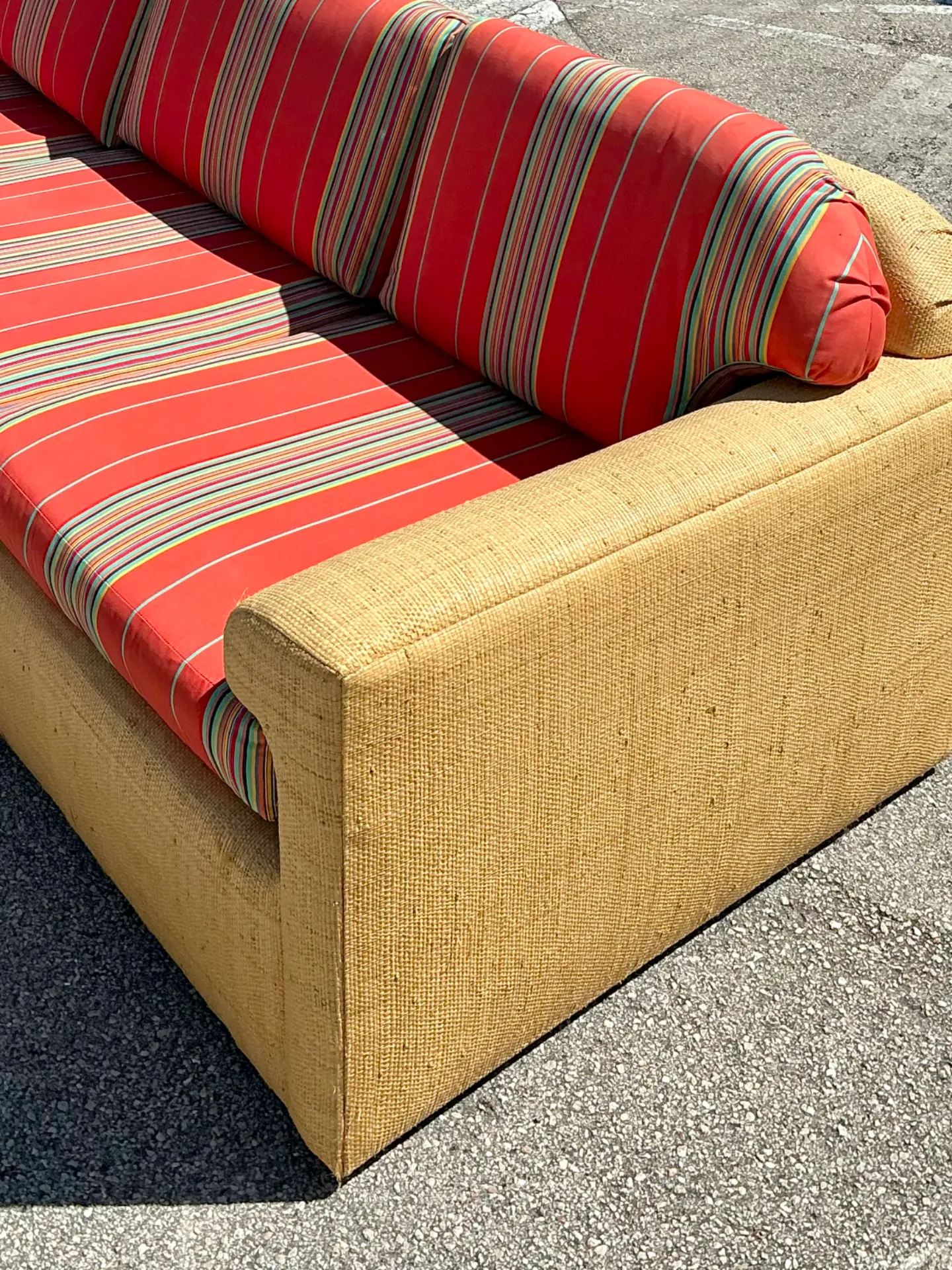 Vintage Fabric and Seagrass Sectional Sofa — additional photo 8