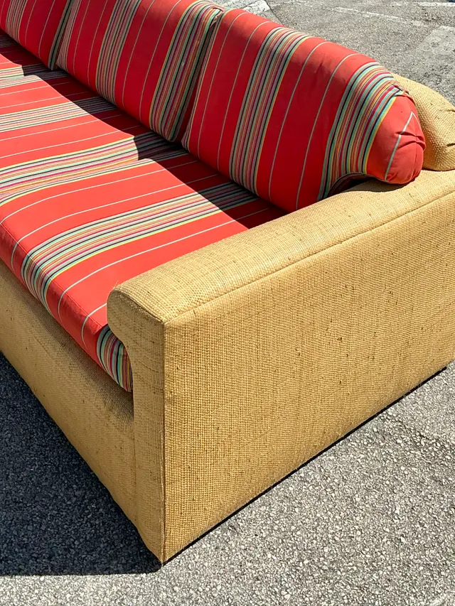 Vintage Fabric and Seagrass Sectional Sofa — additional photo 8