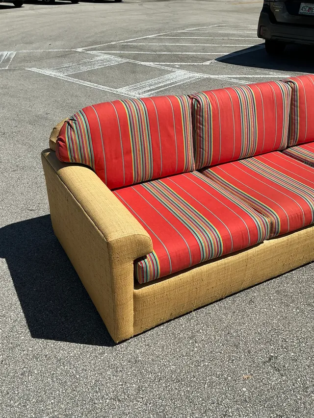 Vintage Fabric and Seagrass Sectional Sofa — additional photo 6