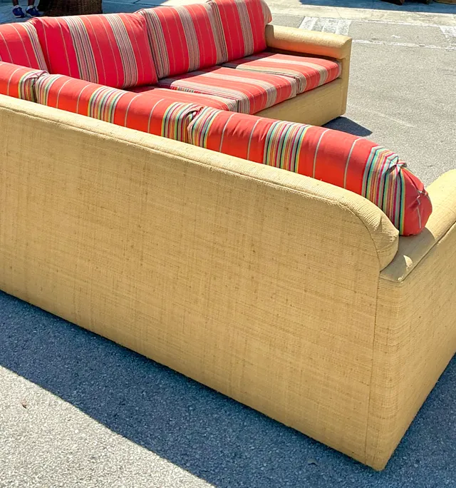 Vintage Fabric and Seagrass Sectional Sofa — additional photo 7