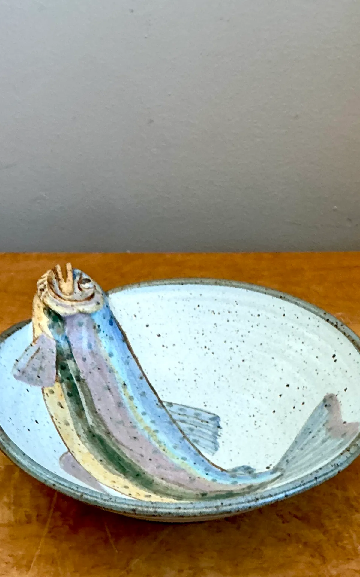 Vintage Handcrafted Fish Design Pottery Bowl
