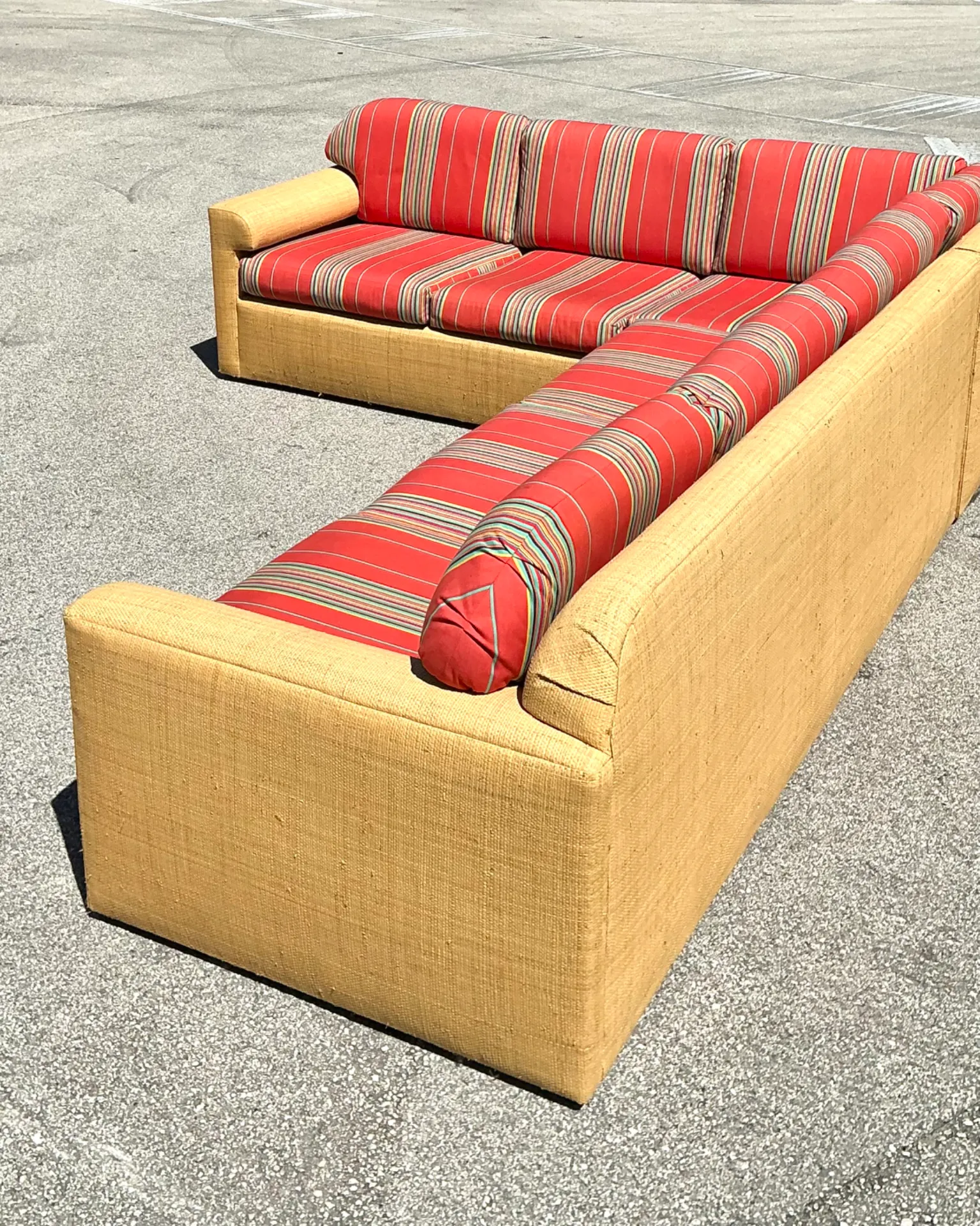Vintage Fabric and Seagrass Sectional Sofa — additional photo 1