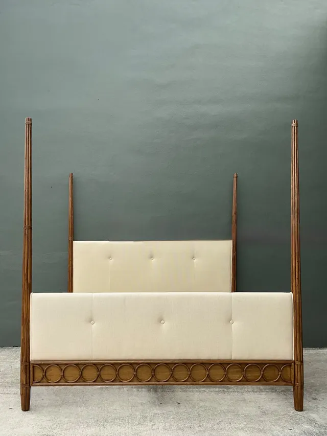 Vintage Orlando Diaz Azcuy For McGuire King Size “Vendome” Rattan Bed — additional photo 1