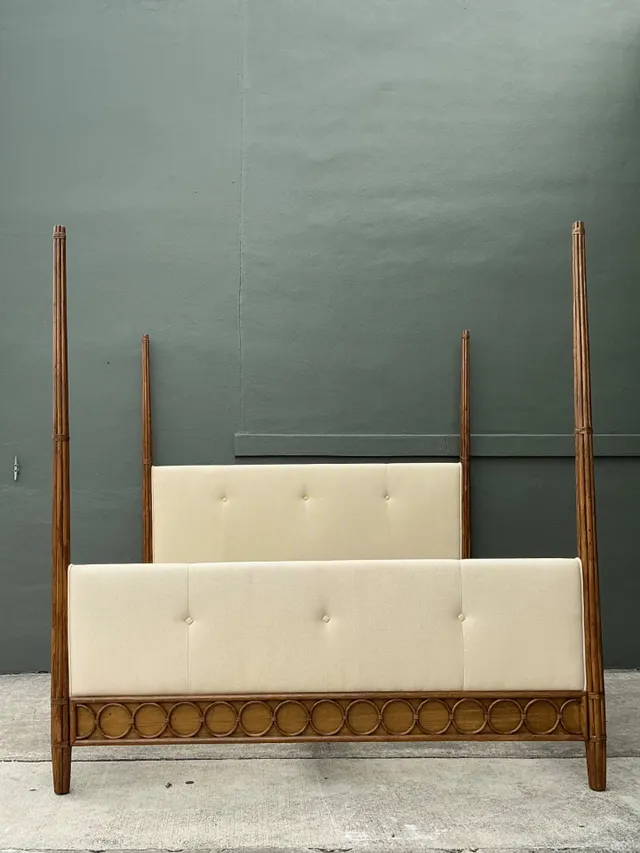 Vintage Orlando Diaz Azcuy For McGuire King Size “Vendome” Rattan Bed — additional photo 3