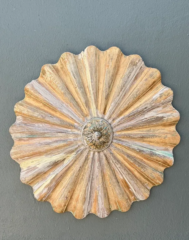 Vintage Carved Wood Sunburst Wall Medallion — additional photo 5