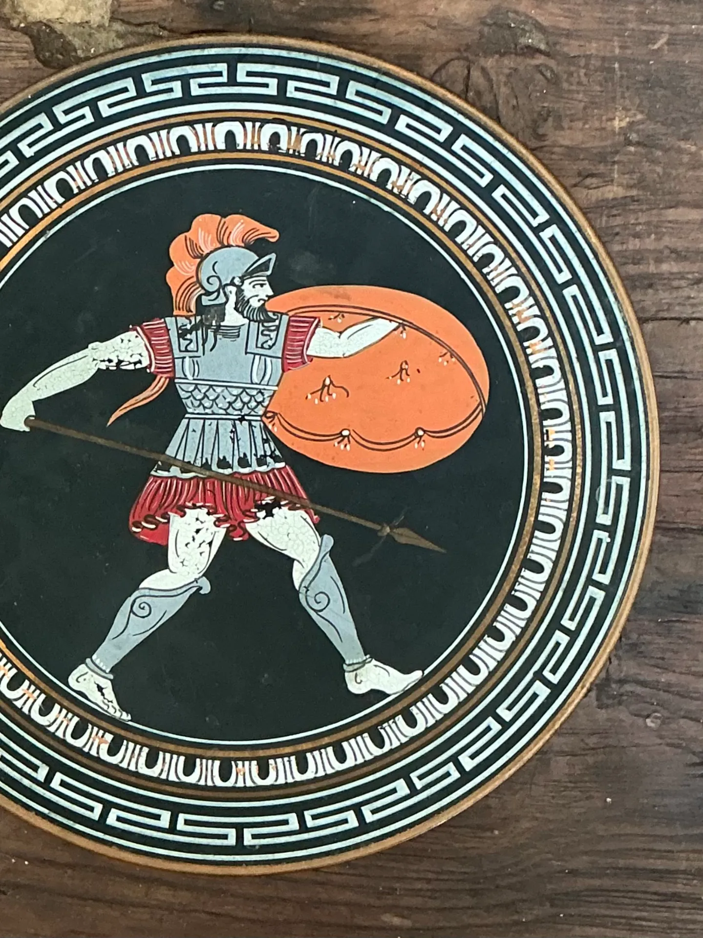 Vintage Painted Metal Plate with Greek Warrior — additional photo 5