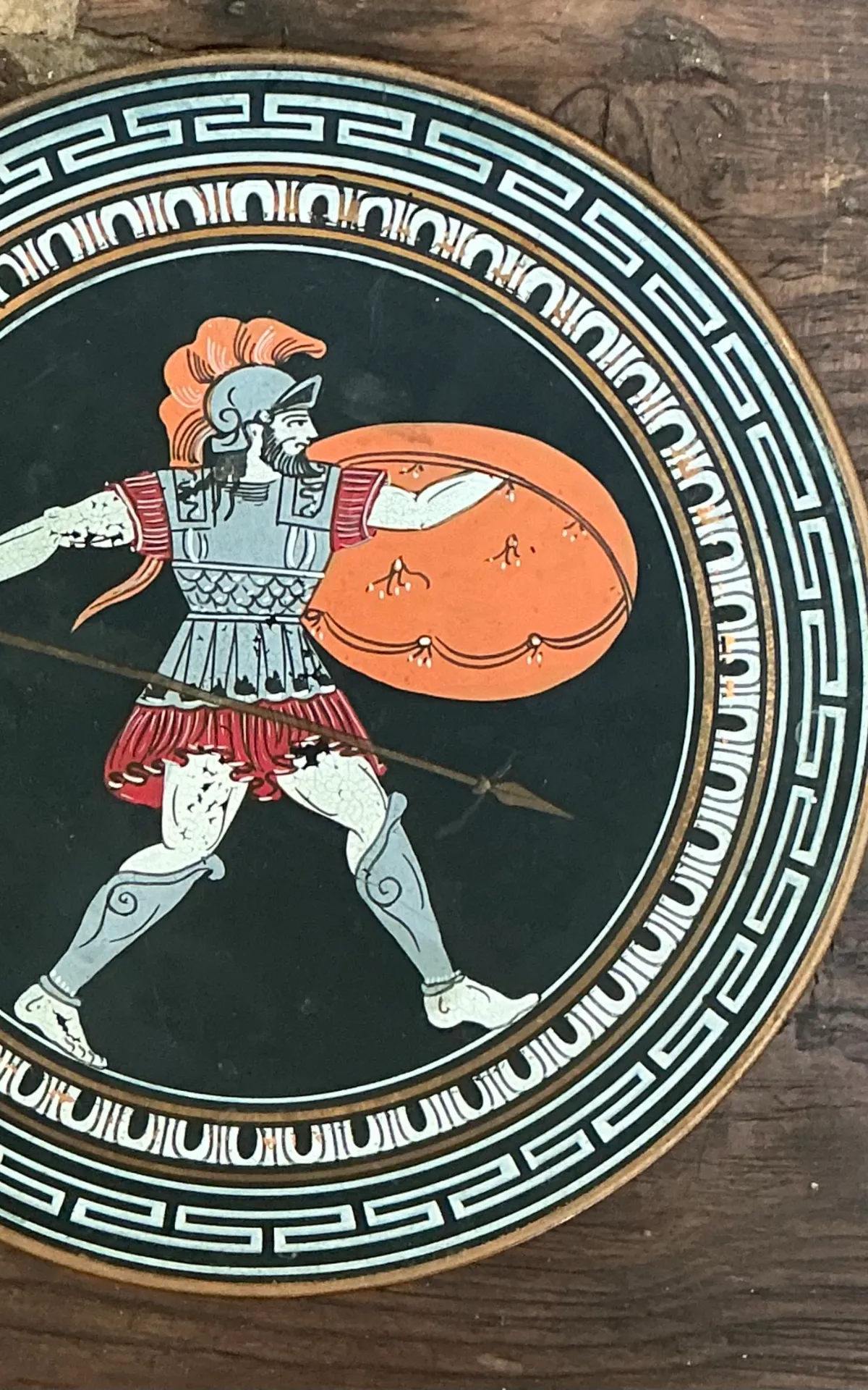 Vintage Painted Metal Plate with Greek Warrior — additional photo 5