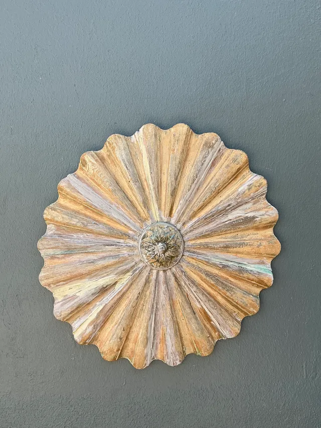 Vintage Carved Wood Sunburst Wall Medallion — additional photo 6