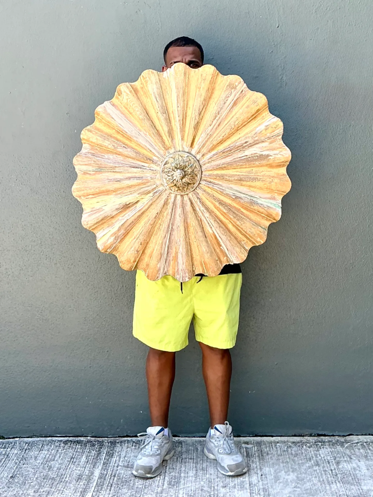 Vintage Carved Wood Sunburst Wall Medallion — additional photo 2
